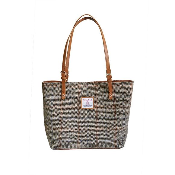Harris Tweed Large Tote Bag Herringbone Khaki :] - Picture 1 of 1